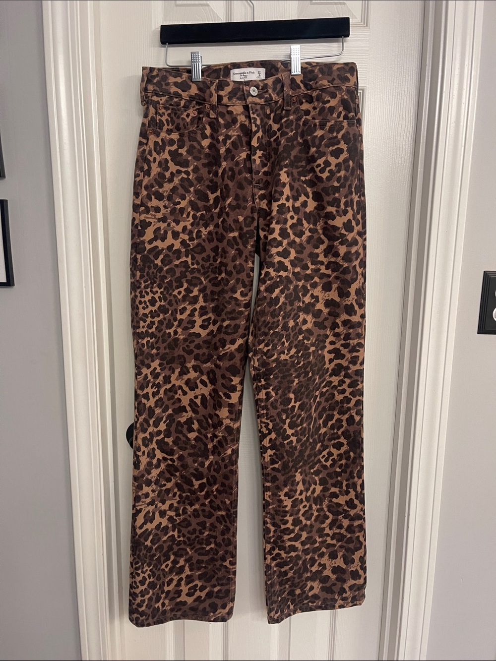 Abercrombie & Fitch Brown Leopard Print Wide-Leg Jeans